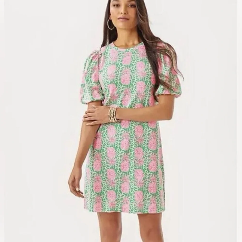 Lilly Pulitzer Pineapple Pink And Green Mercer Dress Size Large - Picture 4 of 11